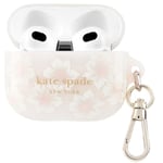 Kate Spade Étui de Protection pour AirPods New York avec Anneau Porte-clés – Rose trémière crème, Compatible avec AirPods 3ème génération