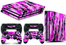 Autocollant Vinal Pour Console Ps4 Pro Rose Camouflage + 2 Skins Pour Manette