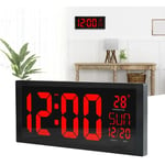 Senderpick - Horloge numérique led Grand salon Cuisine Horloge Calendrier Horloge murale avec température abs