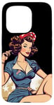 Coque pour iPhone 15 Pro Retro Patriotic Pin-up Vintage USA Flag American Beauty Girl