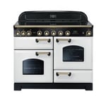 Rangemaster CDL110EIWH/B Classic Deluxe 110 Induction Range Cooker – White & Brass