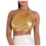 Sisifa Satin Sexy Crop Top Women Summer Sleeveless Camis Tops Tees Halter Top Vest Streetwear