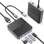 Hub USB C 6 en 1 Station d'accueil avec 4K HDMI, PD 100W, 5Gbps USB C 3.0, 3 Ports 5Gbps USB A 3.0, Type C Multiport Docking Station pour MacBook Air Pro M2 M1 iPad Surface Dell HP (15cm)