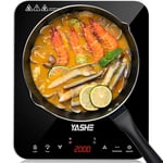 YASHE Plaque de cuisson – Table de cuisson à induction portable, 10 réglages de puissance et 10 réglages de température, plaque à induction de 2000 watts, minuterie de 4 heures, sécurité enfants