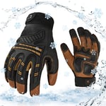 Vgo... Gants de travail de sécurité hiver,étanches,entrepôt frigorifique ou congélateur, w/3M Thinsulate doublure, anti impact, anti vibration, 20℃/-4°F (GA8954FW,Marron,M,1Paire)