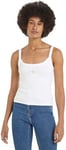 Calvin Klein Jeans Débardeur Femme Woven Label Rib Encolure Dégagée, Blanc (Bright White), XXL