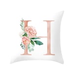 jieGorge Letter Pillow Alphabet Cushion Cover for Sofa Home Decoration Flower Pillowcase, Pillow Case for Easter Day (H)