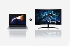 Samsung Galaxy Book4 Ultra (16", Core Ultra 9, 32GB) with 32" Odyssey G55C, QHD, 165Hz Curved Gaming Monitor in Black (F-960XGCG552E)