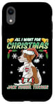 Coque pour iPhone XR Tout ce que je veux pour Noël, c'est un Père Noël Jack Russell Terrier