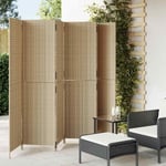 vidaXL Room Divider 6 Panels Beige Poly Rattan NEW