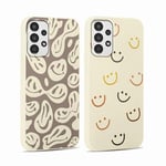 RUMDEY 2 Pack Happy Smiley Face for Samsung Galaxy A13 4G 6.6 Inch Phone Case,Aesthetic Cute Smile Design Cases Soft Silicone Slim TPU Shockproof Protective Bumper Cover for Women Men Girls Smiles