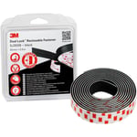 3M Dual Lock SJ3550 Noir 40têtes/cm² Fermeture à pression flexible25mm x 2.5 m x 5.7 mm (Par 4)