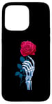 Coque pour iPhone 15 Pro Max Main squelette rose rouge fleur esthétique fleur rouge Saint-Valentin