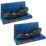 Tlily - 2X Grand Aquarium Décoration Bateau En Plastique Ship Air Split Shipwreck Fish Tank Décor c