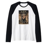 Black Cat in Cowboy Boots Raglan Baseball Tee