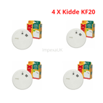 4 X Kidde Firex KF20 Optical Mains Powered Smoke Alarm 230V 9v Battery Backup