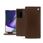 Housse cuir Samsung Galaxy Note20 Ultra - Rabat vertical - Marron - Cuir grainé - Neuf