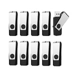 RAOYI Lot de 10 Clés USB 4 Go 2.0, Clef USB 4Go Pivotante Disque U Mémoire de Stockage Externe Flash Drive Pendrive (Noir)