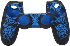 Peau De Manette Ps4, Coque Souple En Caoutchouc De Silicone, Étui De Protection Anti-Dérapant, Housse De Manette De Jeu Sans Fil Pour Manette Ps4(Black And Blue)