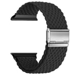 Nepfaivy Bracelet en Nylon Compatible avec Apple Watch 41mm 40mm 38mm Femme Homme, Bracelet Elastique Sport de Remplacement Réglable pour watch SE/8/7/6/5/4/3/2/1(S, Noir)