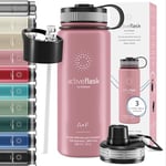 Stainless Steel Water Bottle with Straw & 3 Lids: 1 & 0,5L Leak-Proof BPA-Free Vacuum Insulated ACTIVE FLASK Drinking Bottles Hot Cold: Double Walled Outdoor Drink Thermo Mug Tea Coffee Sport Gym Bike