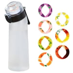 Smaksatt vattenflaska med 7 smakpods Air Water Up flaska Frostad svart 650 ml Air Starter Up set Vattenkopp för camping Sport White