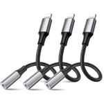 3-Pack Lightning till 3,5 mm-adapter för hörlurar AUX Bästsäljar Vit 3pack 3,5 mm