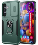 AMILIFECASES For Samsung Galaxy S24 Plus Case,[Built-in Slide Camera Cover & Rotatable Kickstand][2* Screen Protectors] Military Grade Shockproof Anti-Scratch Samsung S24 Plus 5G Case - Green