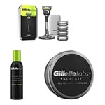 Razor Labs Exfoliant Silver + 5 recharges + Stand (Etui de voyage) + Mousse à raser Crème hydratante