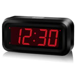 KWANWA Digital Alarm Clock Battery Operated Powered Only With Constantly Big 1.2'' LED Time Display Small for Travel desk Wall Bedside