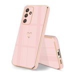 HopMore Silicone Case for Samsung Galaxy A35 5G Case, Cute Heart Pattern Designed Soft Slim Thin Phone Case for Samsung A35 5G, Shockproof Protective Cover for Galaxy A35 5G, Pink