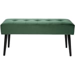 Miliboo - Banc design capitonné en tissu velours vert foncé et métal noir L96 cm guesta