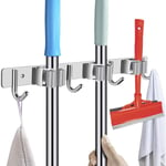 Porte-outils en acier inoxydable - porte-balai pour le mur, porte-balai auto-adhésif des outils de jardin (avec vis et bandes adhésives) - 3 supports