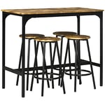 HOMCOM Ensemble Table de Bar bistrot avec 4 tabourets de Bar, Ensemble Table Haute Cuisine et tabourets, avec Repose-Pieds, Style Industriel, structutre en métal, pour Cuisine, Salle à Manger, Marron