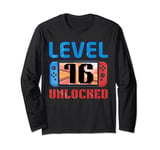 Awesome Level 16 Unlocked 16th Birthday Boy Girl Video Gamer Long Sleeve T-Shirt