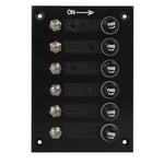 Elpanel 6 kontaker och 6 Säkringar 113x164 mm Svart 10A