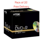 20 x TDK DVD+R DUAL LAYER Recordable DVD Discs 240 mins 8.5GB In Jewel Case