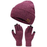 Bequemer Laden Hommes Femmes Hiver Chaud Bonnet Gants Tactiles Tricoter Ensemble avec Doublure Polaire Cadeaux Noel Femme Homme