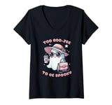 Womens Cute Halloween Pink Boo Jee Ghost Girl Women Boujee Spooky V-Neck T-Shirt