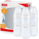 NUK First Choice+ Biberons - 0-6 mois - 150 ml - Biberons anti-coliques avec tétine physiologique en silicone - Contrôle de la température - Sans BPA - Gris et Blanc - Lot de 3