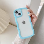 QLTYPRI Case for iPhone 13 Pro Max, Cute Curly Wave Frame Clear Case for Girls Women, Transparent Soft TPU Bumper Shockproof Phone Cover for iPhone 13 Pro Max - Sierra Blue