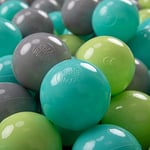 KiddyMoon 700 ∅ 7Cm Balles Colorées Plastique pour Piscine Enfant Bébé Fabriqué en EU, Vert Clair/Turquoise Clair/Gris