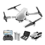 LUXWALLET Nocchi Pro 4D 4K 5 GHz WiFi Drone avec Caméra, GPS et Transporteur Cas, 30km/h-500 Mètre Distance, Argent