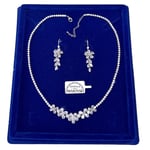 Parure Tennis Collier Ras-Du-Cou Boucles Pl. Or 18k avec des Cristaux Swarovski