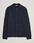 Morris Merino Knitted Shirt Navy