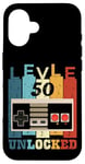 iPhone 16 Level 50 Unlocked: Vintage Video Game Controller 50 Birthday Case