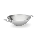 De Buyer - Wok à deux anses en inox 5 couches AFFINITY - 32 cm - Fabriqué en France, Sans PFAS, Montée Rapide en Température, Inox 18/10, Tous Feux + Four, Finition Poli Brillant