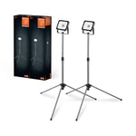 LEDVANCE LED Arbeitsleuchte für Aussenanwendungen,Worklight Value mit Tripod-Ständer und 1x 30W Strahler im Doppelpack, Tageslichtweiss (6500K), Dunkelgrau, 2er-Pack, Black/Gray