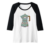 Womens Creative Cozy Coffee House Cafe, Stovetop Espresso Maker Raglan Baseball Tee