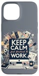 Coque pour iPhone 15 Restez calme et faites semblant de travailler, drôle, collègue de bureau, pastel